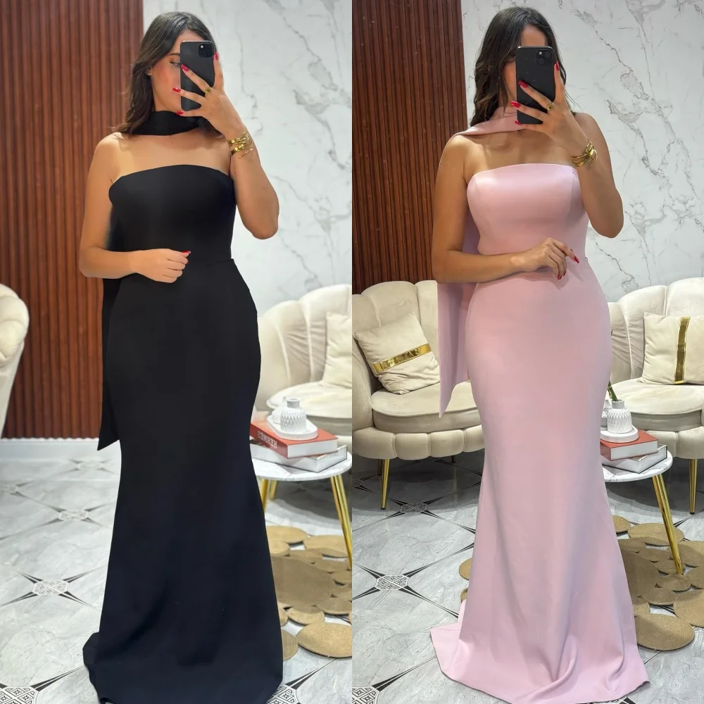 

Customized Sexy Sizes Available Jersey Pleat Mermaid Strapless Long Dresses Bespoke Occasion Dresses Exquisite Elegant Pastrol
