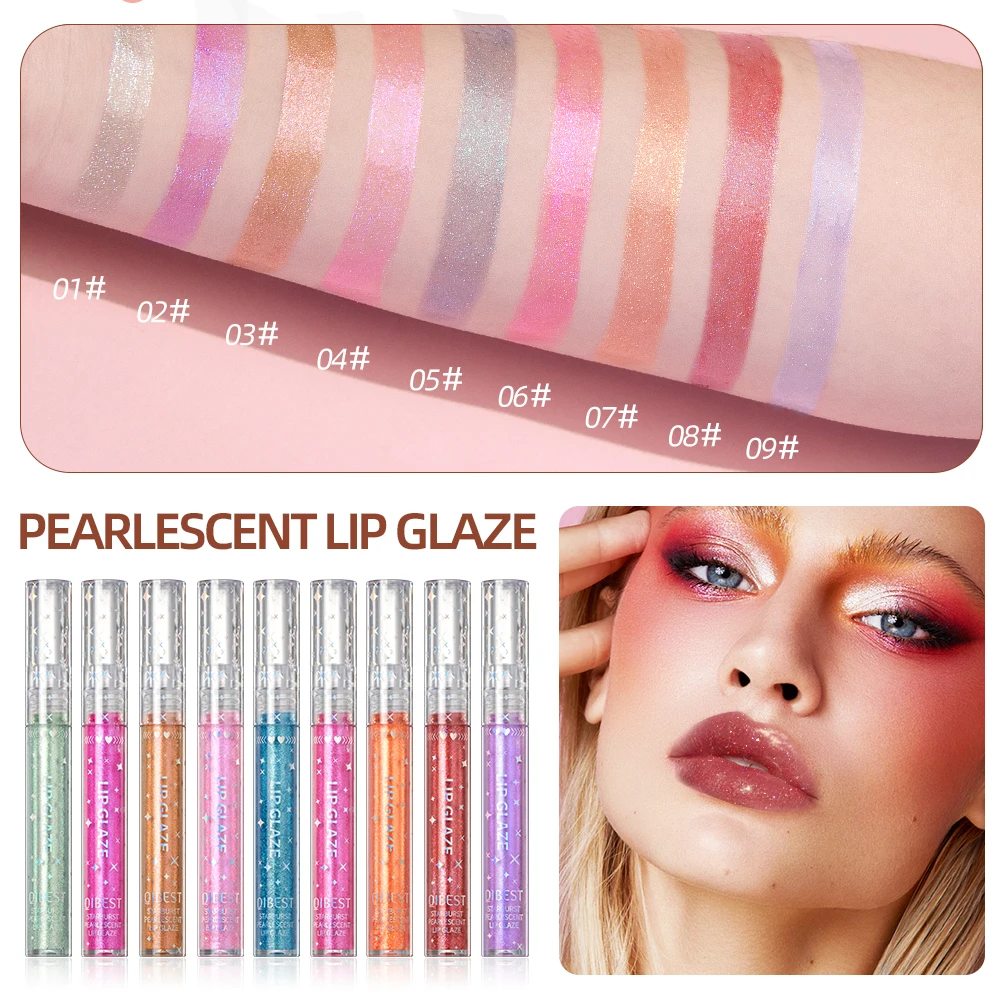 QIBEST Diamond Shiny Lip Gloss Moisturizing Long Lasting Waterproof Glitter Lipstick Lips Makeup Crystal Lip Tint Blam Cosmetic