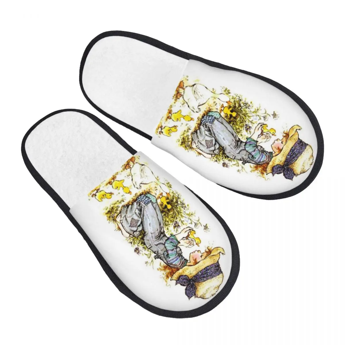 Custom Sarah Kay Memory Foam Slippers Women Cozy Warm Flower Girl House Slippers