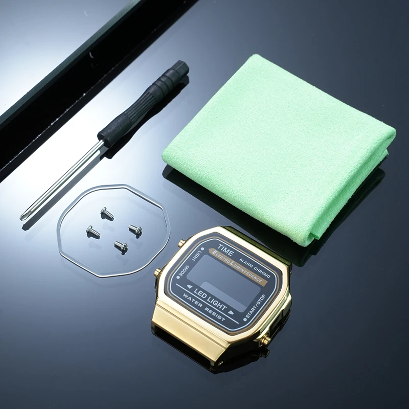 A168 Upgrade Edelstahlgehäuse Lünette Mod Kit für Casio 3298 A168WA Uhr Hochwertiges Uhrenzubehör aus massivem Metallgehäuse und Armband – Detail 4