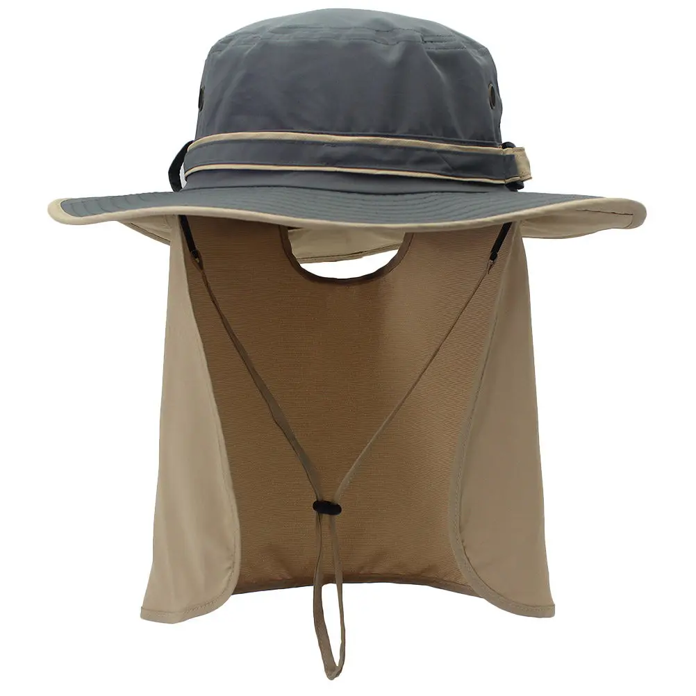 

Шляпа-панама для активного отдыха с защитой от УФ-излучения, широкими полями и защитой для шеи, для походов, кемпинга, рыбалки, путешествий, повседневного использования, унисекс, темно-серая