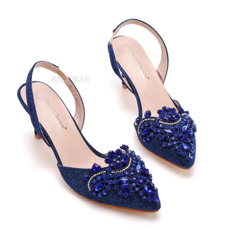 6cm shallow pointed sandals color changing fabric slim heels large banquet sandals women's size 43 high heels sandals