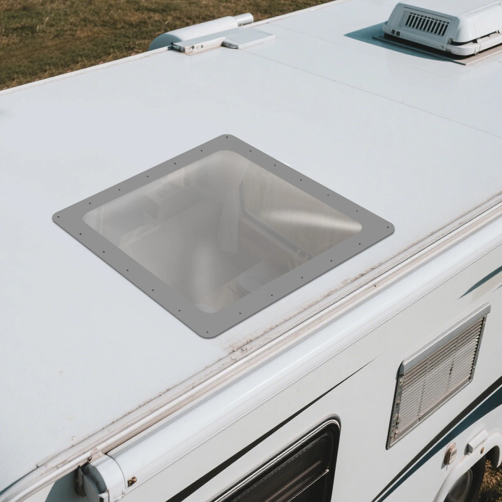 RV كوة القبة الخارجية مادة الكمبيوتر مقاومة للأشعة فوق البنفسجية لون دخاني 66x66 سنتيمتر بديل عالمي لسقف التخييم #5