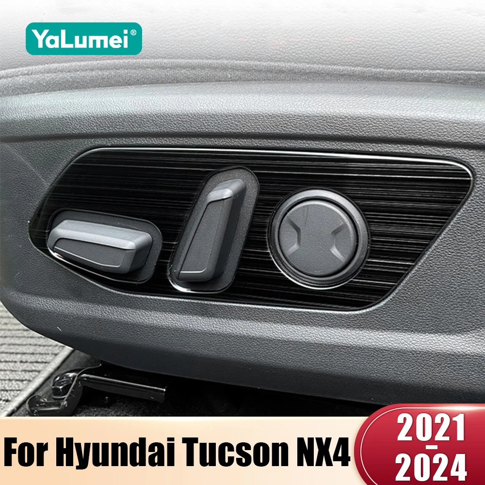 

For Hyundai Tucson NX4 2021 2022 2023 2024 Hybrid N Line Stainless Car Seat Adjusting Switch Panel Cover Frame Trim Stickers