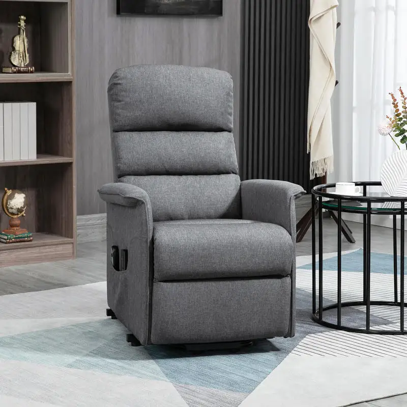 

HOMCOM Power Lift Chair with Vibration Massage, Fabric Upholstered Recliner Chair for Elderly with Remote Control, Side Pockets, Grey