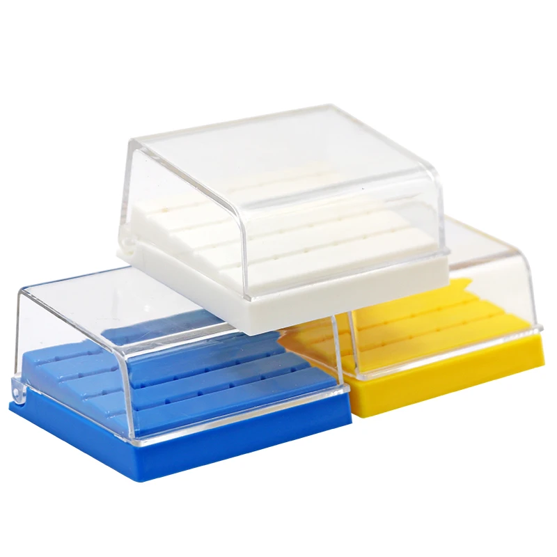 

24 Holes Plastic Dental Bur Holder Disinfection Carbide Burs Block Drills Box Blue/White/Yellow Sterilizer Case Dentist Lab