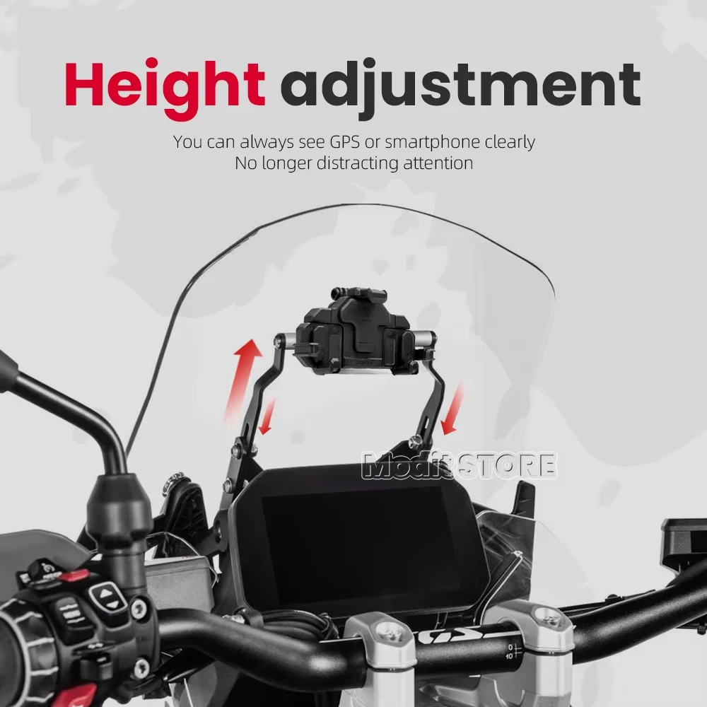 ل BMW R1300GS R 1300GS ADV 2023 2024 دراجة نارية CNC الألومنيوم حامل GPS الملاحة قوس التكيف 12/22 مللي متر حامل عدة #3