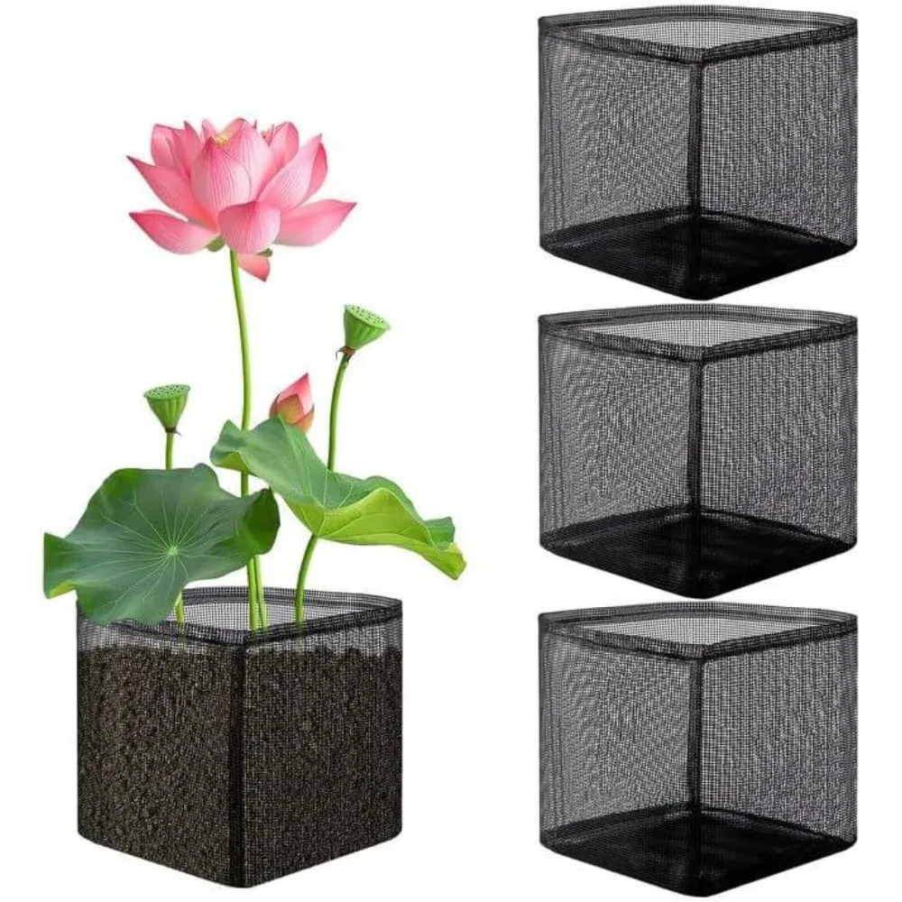 

4X Floating Aquatic Mesh Pond Plant Baskets Floating Pond Plant Basket Breathable Planting Bags For Water Planting Indoor Garden