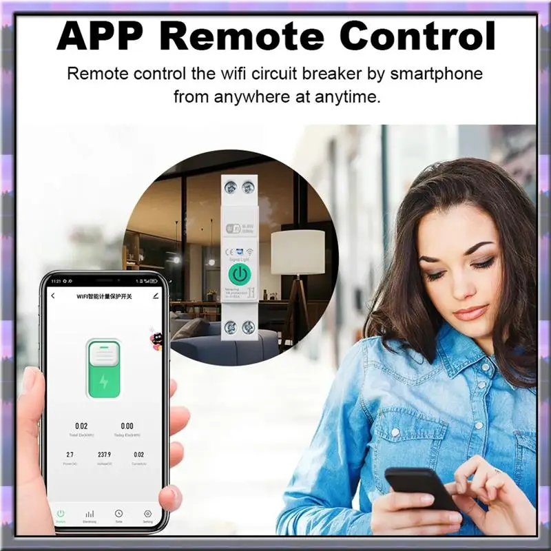 Hot Sale Wifi Smart Circuit Breaker Thermal Protection Circuit Breaker Timing Voice Mobile Phone Control 1-63A With Metering