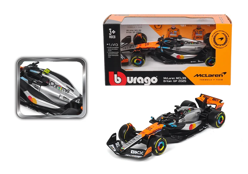 Bburago 1:43 2025 F1 McLaren MCL39 Britischer Großer Preis # 4 Lando Norris # 81 Oscar Piastri Legierungsauto Druckguss-Modell Spielzeug Sammlerstück – Detail 7