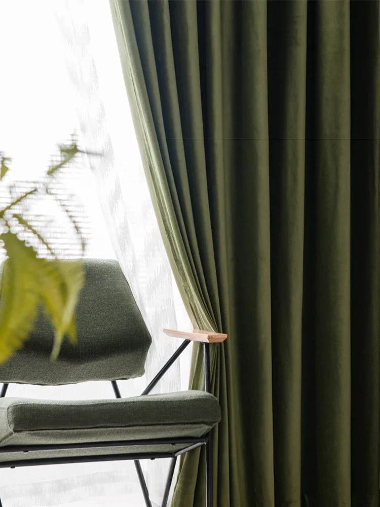 

Art Solid Color Curtain Luxurious Living Room Blackout Curtains Minimalist Comfortable Touch Curtain Bedroom Decorative Curtains