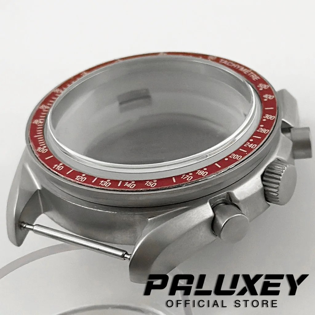 Titanium Case 40mm Chronograph Bezel Dome Mineral Glass Watch Case Accessories Watch Parts Fit for VK63 VK63A Quartz Movement