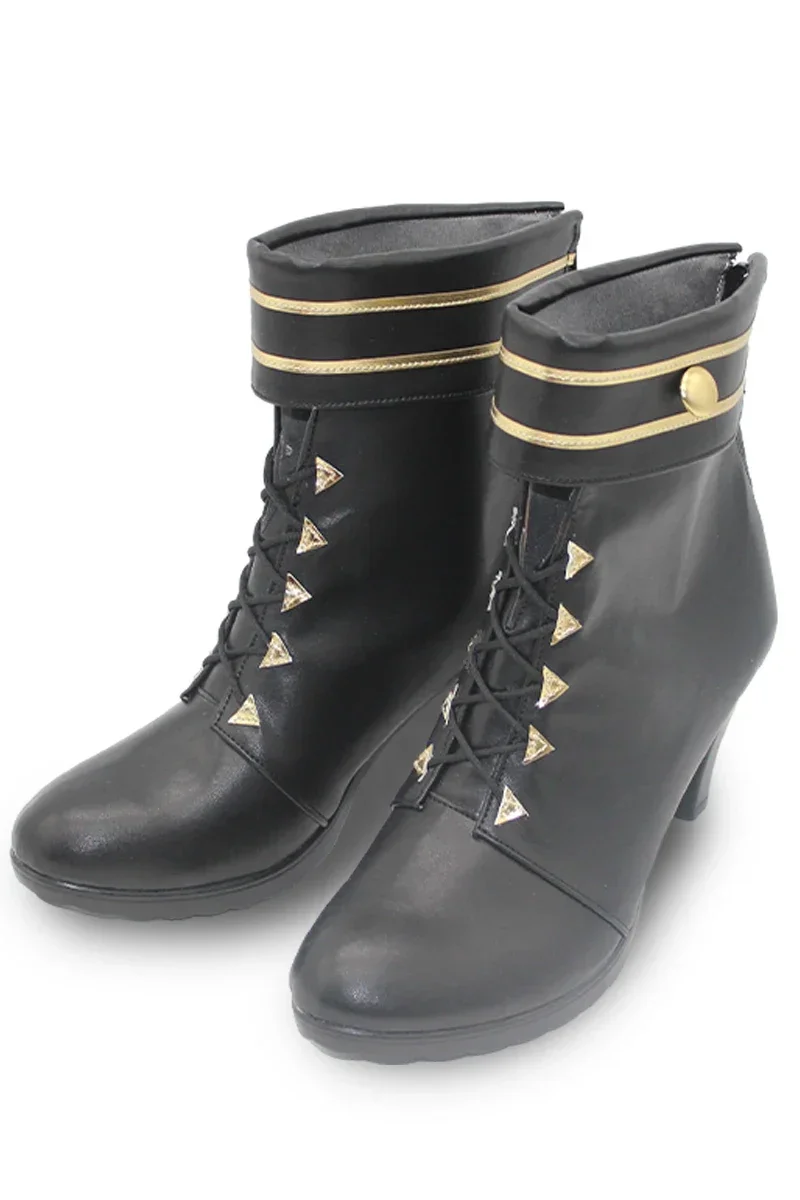 Shishiro Botan Cosplay Shoes Halloween Carnival Boots VTuber Cosplay Prop PU Leather Shoes Black High Heels Custom Made