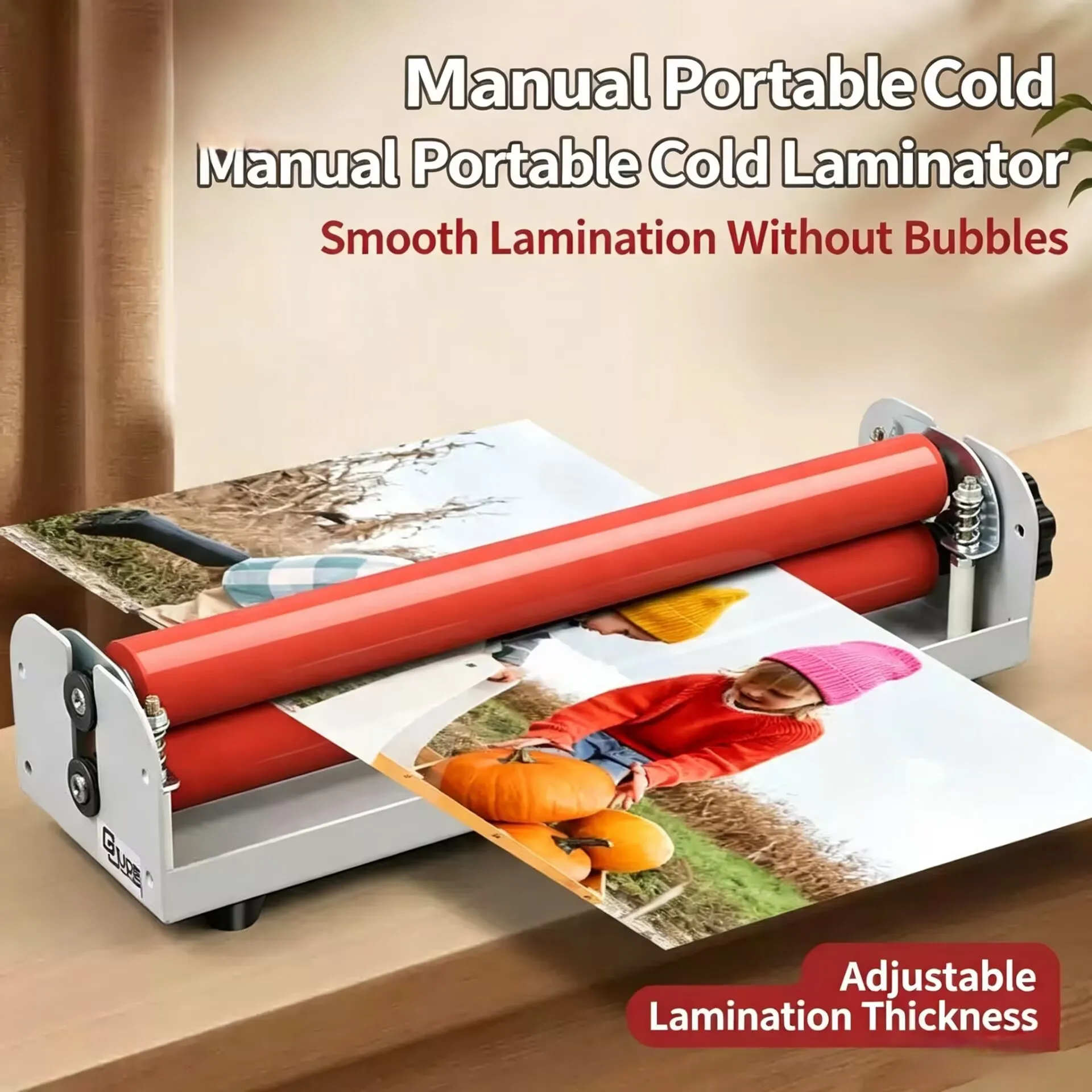 Small-scale Manual Cold Laminating Machine 12 Inch Photo Hand Cranked Laminator Office A4 Paper Document Photo Cover