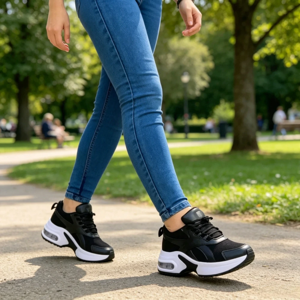 Modische Damen-Sportschuhe, Frühjahrskollektion, Lässige Damenschuhe mit Dicker Sohle, Rutschfeste Mesh-Schuhe, Weichsohlige Einfache Flache Schuhe – Detail 3