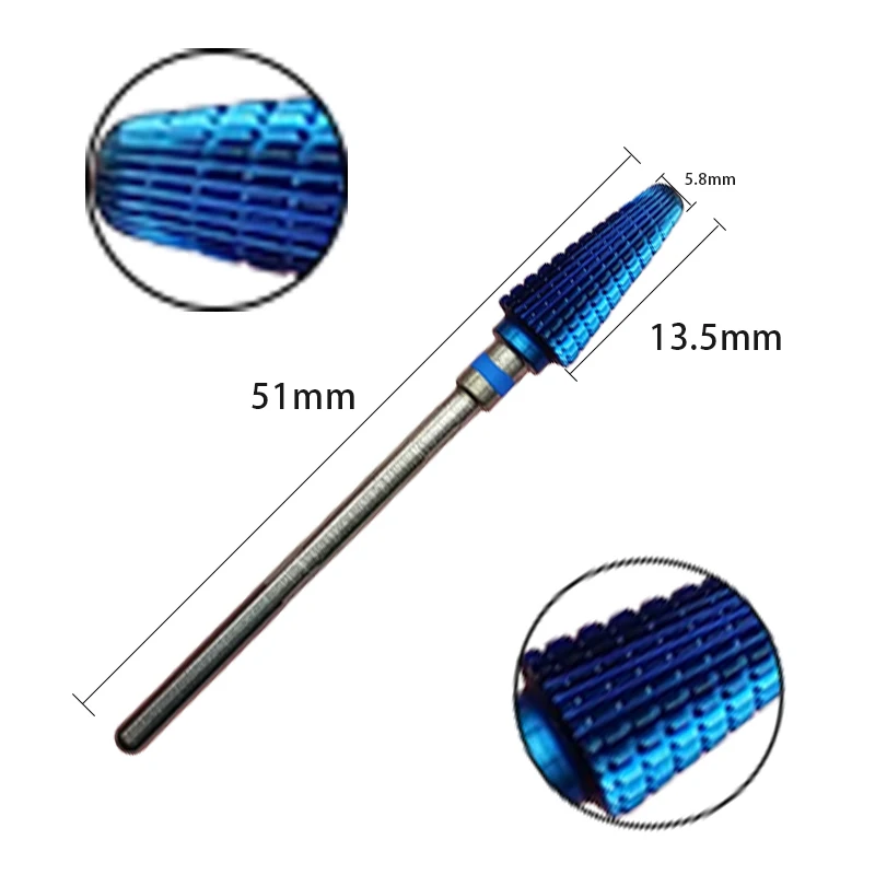 Blue Tornado Carbide Nail Drill Bits, Fresas para Manicure, Gel, Arquivo Elétrico, Acessórios, Bit, 3/32