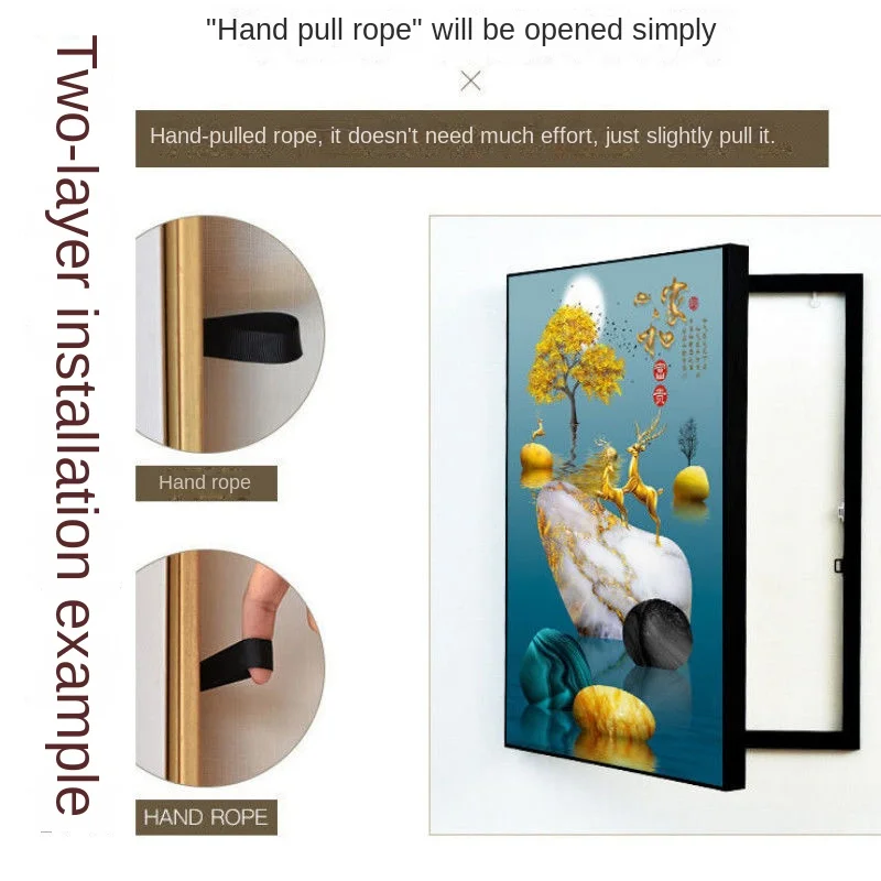 Modern Decorative Hanging Paintings of Meter Box Cover With Wood Frame Home Living Room Decor Poster Mural Power Switch Blocking