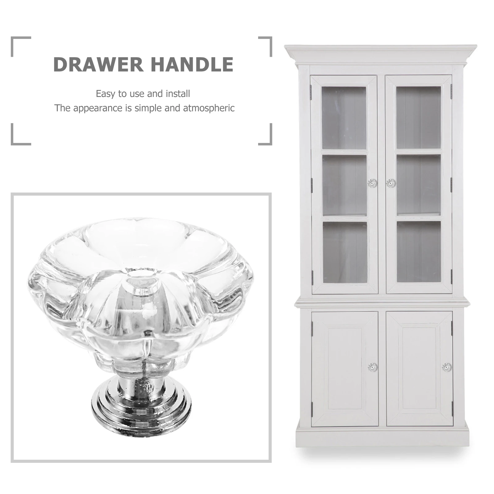 

6pcs Bedside Table Knobs Crystal Clear Acrylic Drawer Handles Cabinet Pulls Furniture Hardware Wardrobe Closet Kitchen Bedroom