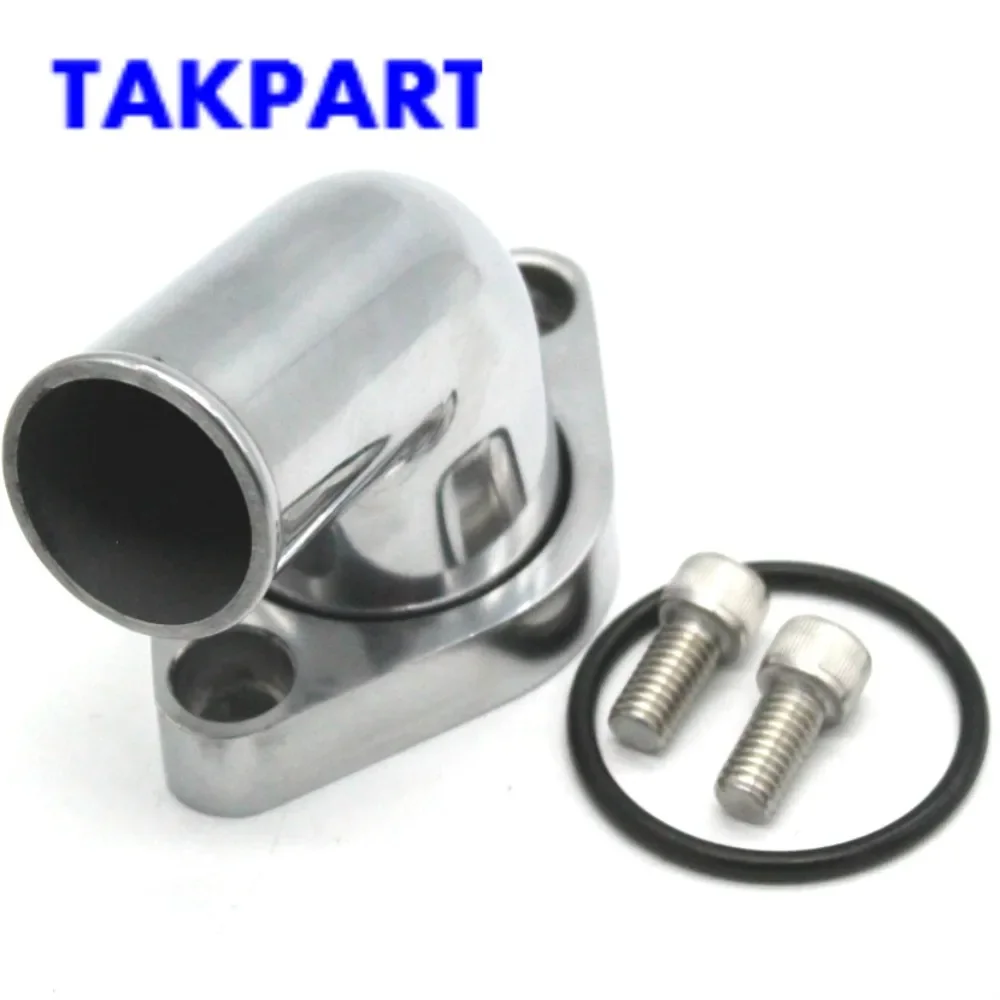 TAKPART SBC BBC Polished Aluminum 15 degree Swivel Water Neck Fits SB BB Chevy 327 350 454 396