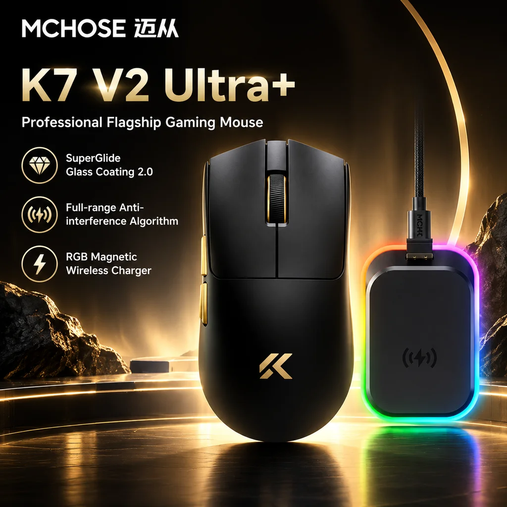 Mchose K7 V2 Ultra Wireless Gaming Mouse 3955 Sensor Magnetic Charging Bluetooth Lightweight For E-Sports