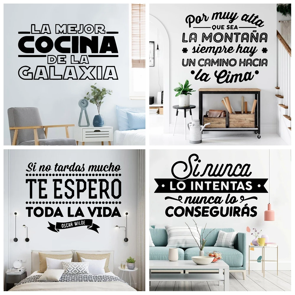 1 قطعة الجملة الإسبانية الجدار ملصق جدار ملصق لاصق لامع ورائع ديكور المنزل للأطفال غرفة المعيشة ديكور المنزل ملصقات مائي الإبداعية