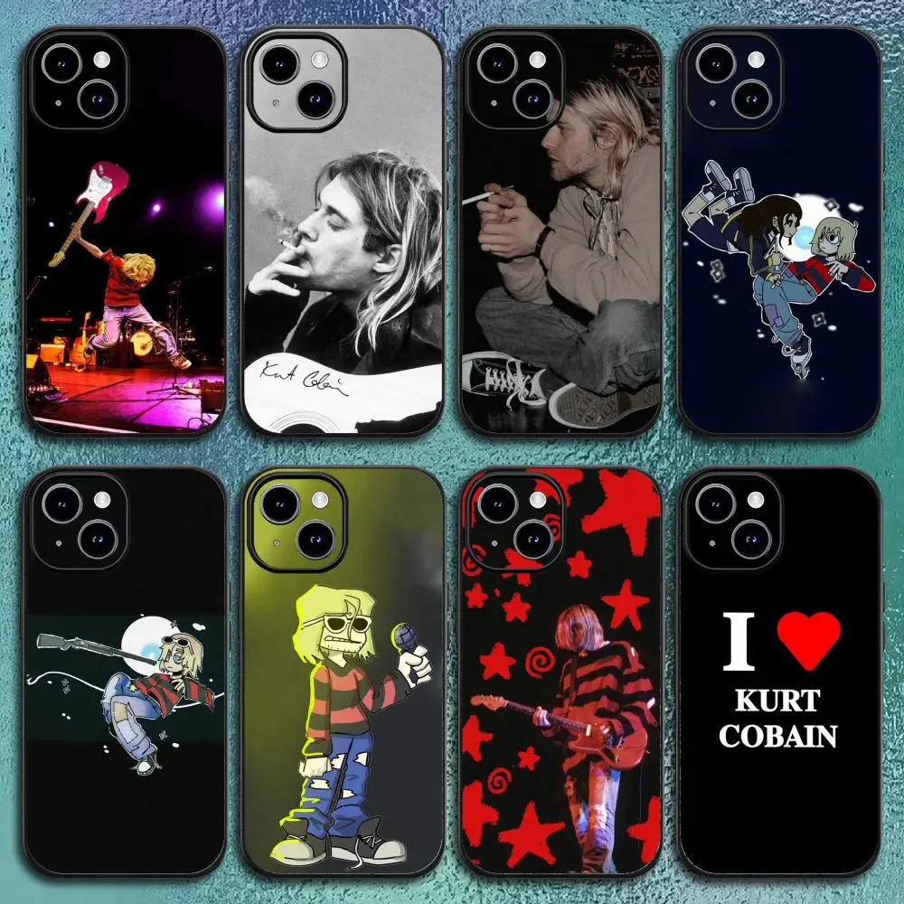 

Singer K-Kurt C-Cobain Phone Case For IPhone 17 16 15 14 13 12 11 Pro Max Plus Mini Black Frosted Soft Shell Funda