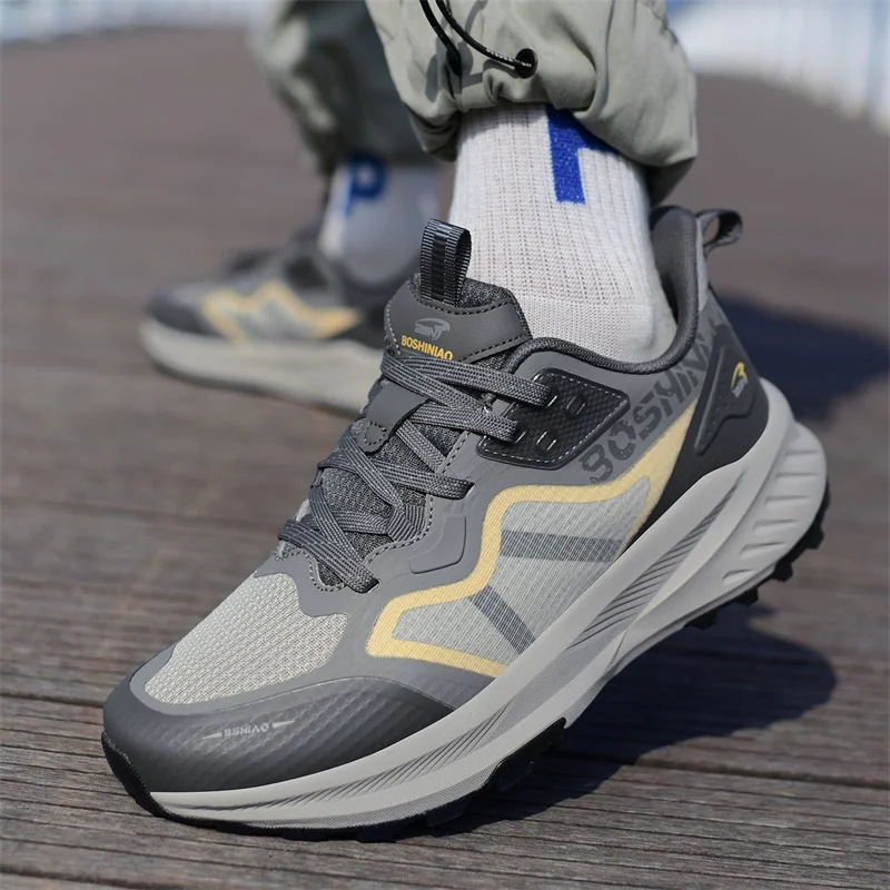 Mens Deluxe Trail Running Shoes Mens Running Sneakers Shock Absorbing Bounce Breathable Outdoor Racing Sneakers