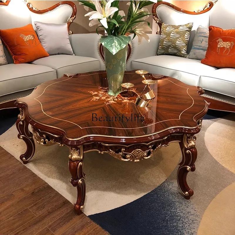 

European solid wood piano paint living room coffee table high-end kung fu tea table
