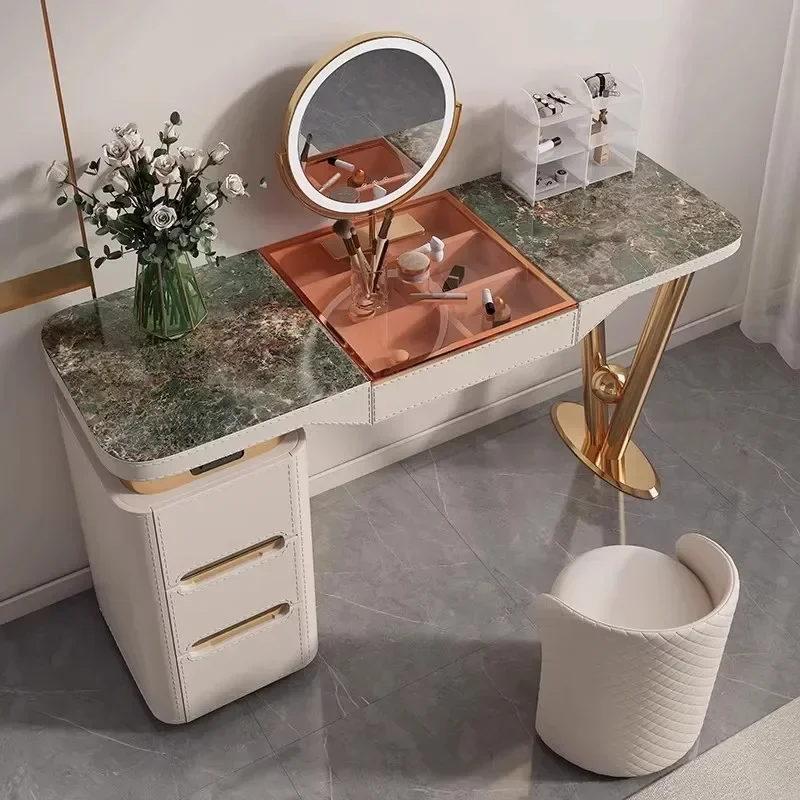 Bedroom Makeup Vanity Table Mirror Desk Chair White Dressing Table Cabinet Luxury Bedside Modern Home Furniture