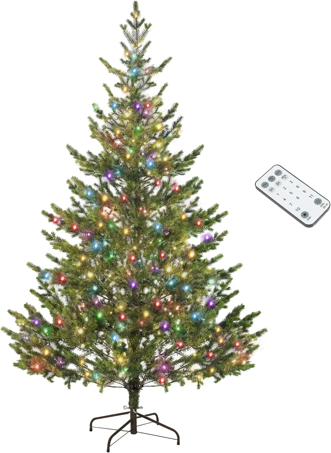 6ft Artificial Prelit Christmas Tree, Sparse Realistic Cedar Tree with Dual Color LED Lights and 1933 Tips, Easy Assembly