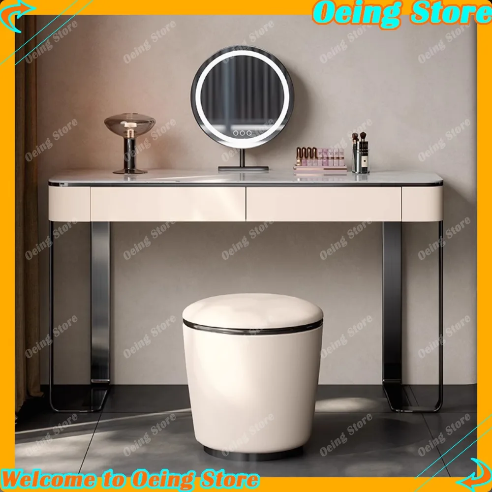

Luxury Jewelry Dressing Table Organizer LED Light Vanity Storage Dressing Table Stylish Drawer Tocador Maquillaje Rome Furniture