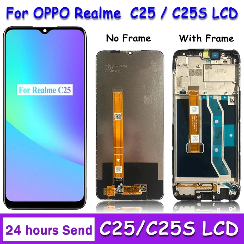 

6.5" Original For Oppo Realme C25/C25S LCD RMX3193 RMX3195 Display With Frame Screen Touch Panel Digitizer Assembly