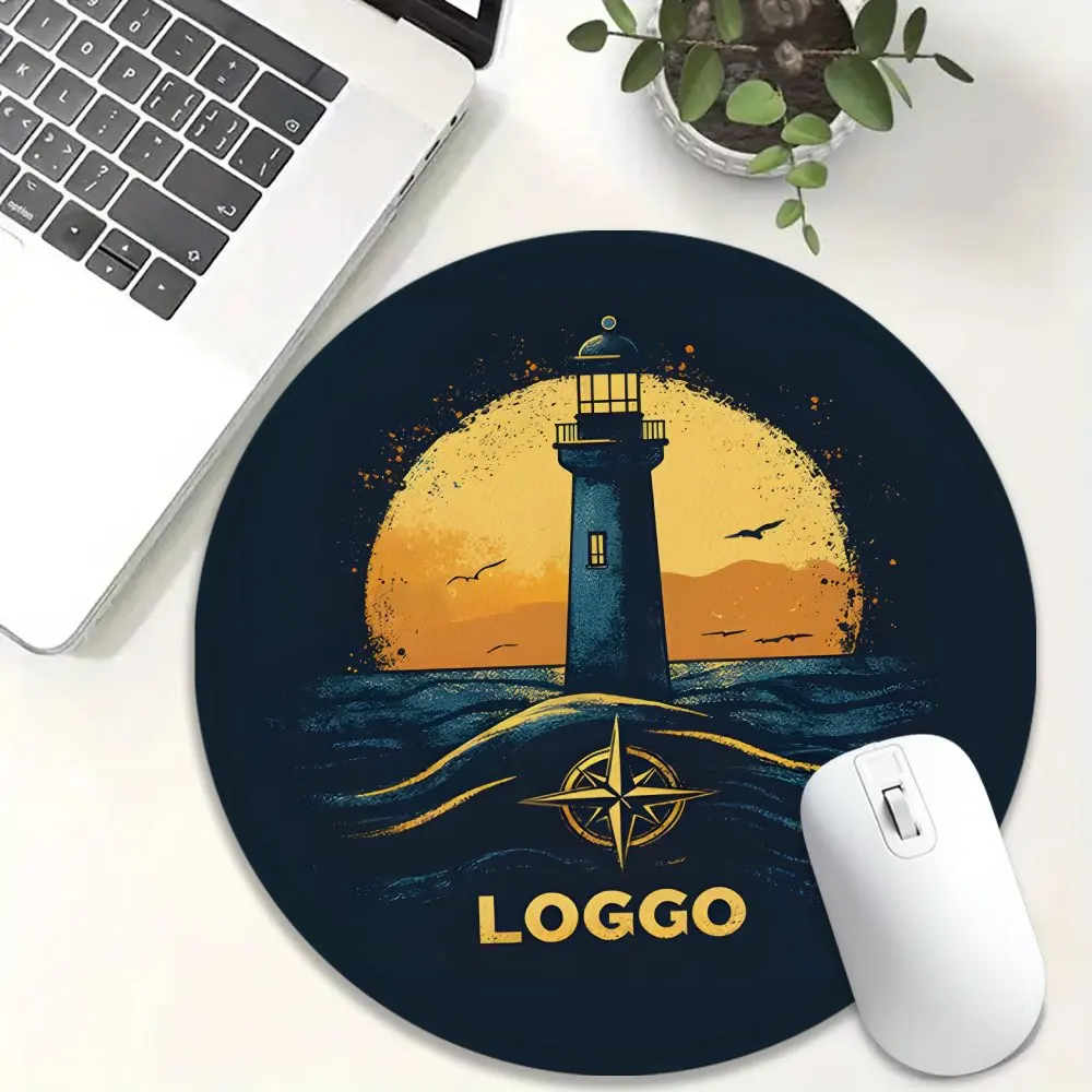 Nautical Sunset Lighthouse Desk Pad circle small mouse pad rubber anti-slip edge locking laptop office mat pc accessories gaming