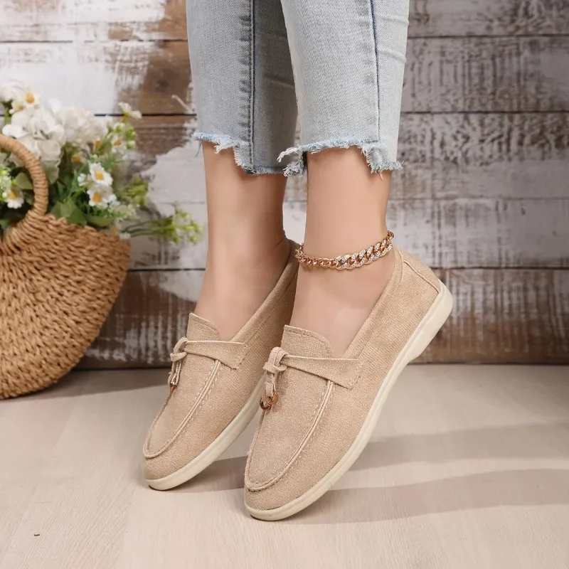 2024 Spring and Autumn New High-quality Women's Shoes Fashionable Solid Color Round Toe Low Heel Slip-on Women's Flat Shoes