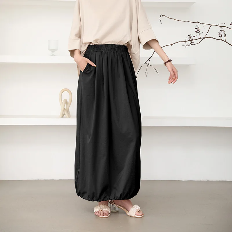 Lotte Elastische Hohe Taille Bodycon Puff Rock Sommer Mode Neue Halb Rock Einfarbig Mid-länge A-linie Rock