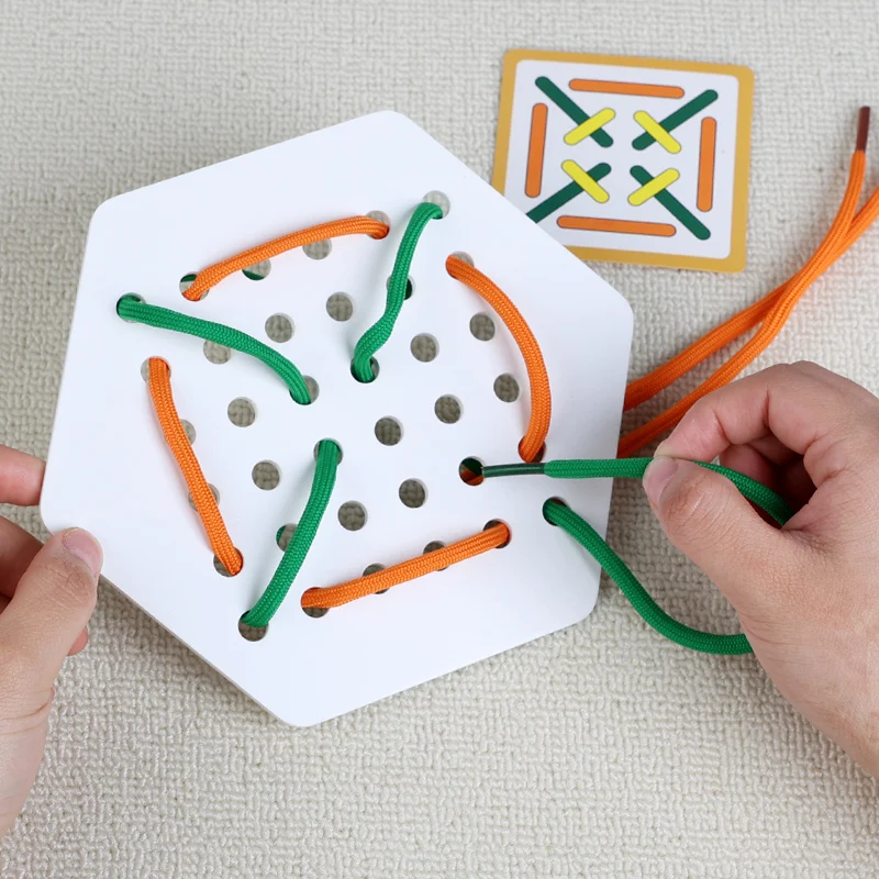 子供モンテッソーリ木のおもちゃロープボード微細運動能力トレーニングパズル論理的思考ソーシャルゲーム子供のための早期教育支援