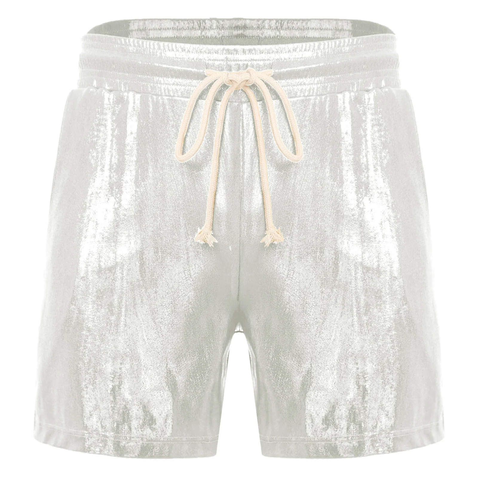 

Men Fashion Metallic Shiny Shorts Daily Casual Elastics Waistband Loose Micro Shorts Swim Trunks for Holiday Daily Casual Shorts