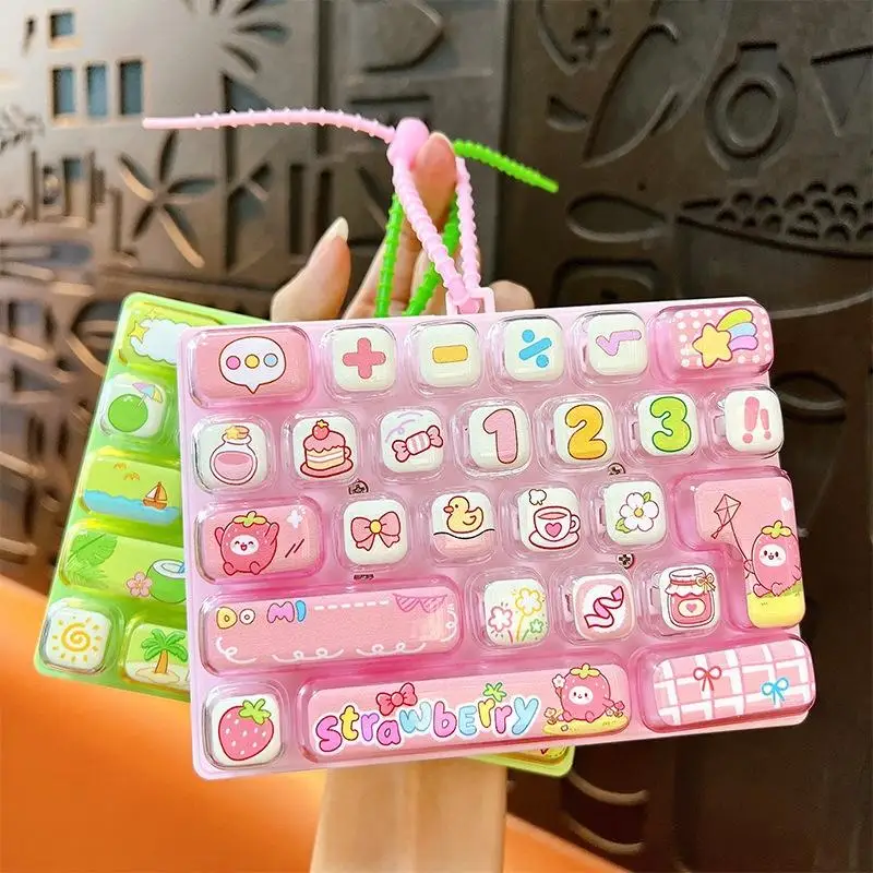 26 Key Fidget Decompression Keyboard Pendant Transparent Dual Tone Cute Mini Toy for Office Workers Daily Stress Relief