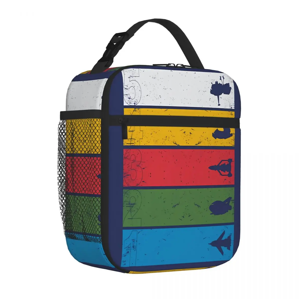 Bestselling Thunderbirds Classic - Birds Silhouettes On Stripes Vintage Neoprene Lunch Bag Lawn Dining Cooler Lunch Bag