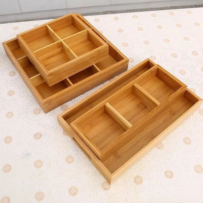 Bamboo lattice tray hotel bamboo tray wooden dish plate bamboo plate sub-Jiugongge bamboo plate storage bamboo panz