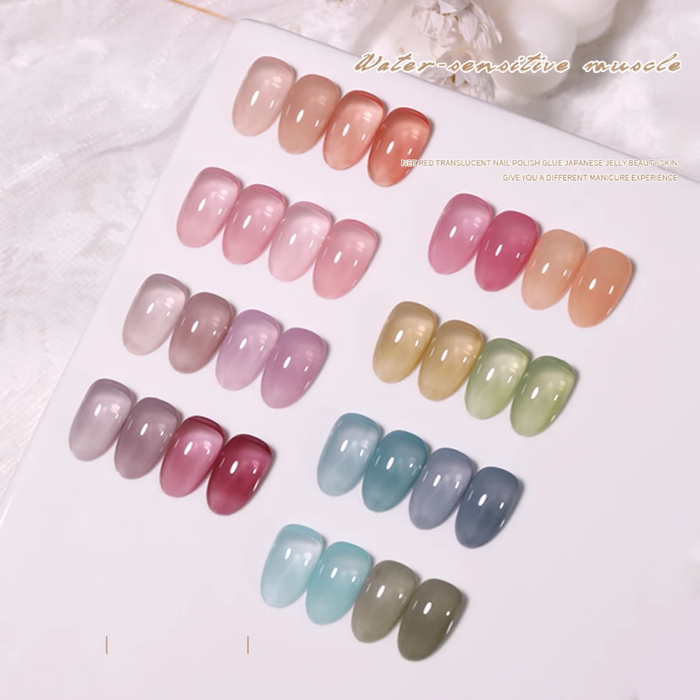 Vendeeni 24 Colors Ice Transparent Jelly Nail Gel Polish Nude Pink Crystal Color Hybrid Nail Varnish Soak Off Manicure Lacquer