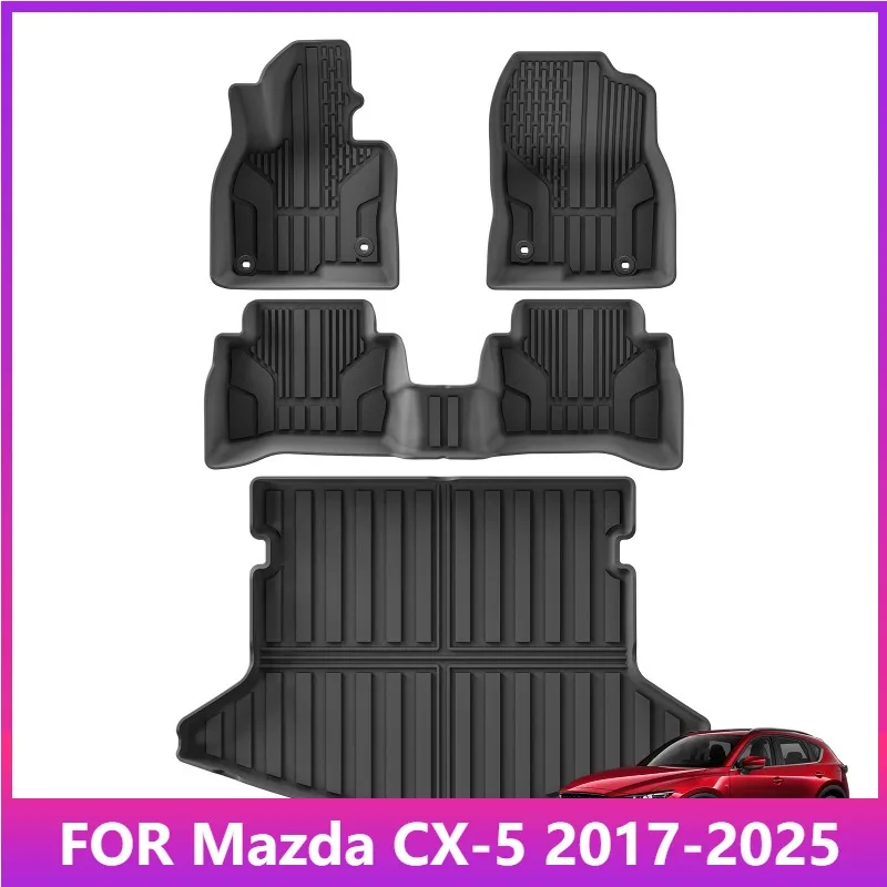 

Коврики для Mazda CX-5 2017-2024 2025, американская версия, TPE, 3D, автомобильные коврики, коврик для багажника, водонепроницаемая, всепогодная, черная