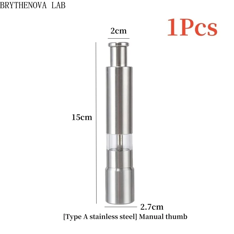 Manual Press type Pepper Grinder Sets Stainless Steel Home Sea Black Salt Pepper Mill Finger Grinding Spice Crude Salt