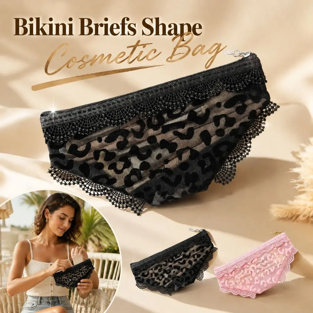 New Creativity Briefs Shape Cosmetic Bag Lace Heart Mesh Makeup Storage Pouch Y2K Transparent Toiletry Bag Storage for Travel
