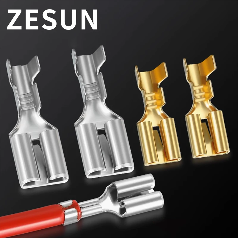 100/200pcs flat barbed plug-in spring terminal 2.8/4.8/6.3 plug-in barbed automotive connector relay cold press wiring terminal
