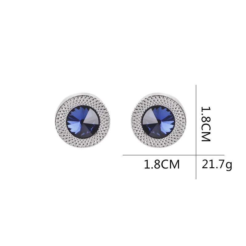 FLEXFIL Jewelry French shirt Fashion cufflinks for mens blue crystal Cuff link Wholesale Button High Quality Wedding Male HOT