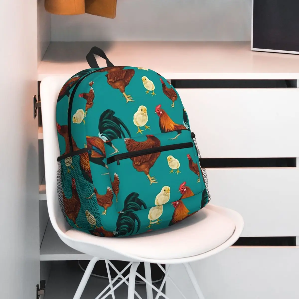 Chicken Hen And Rooster Design Backpack Daypack Large Capacity Kids BookBag School Bag Shoulder Bags for Men Women