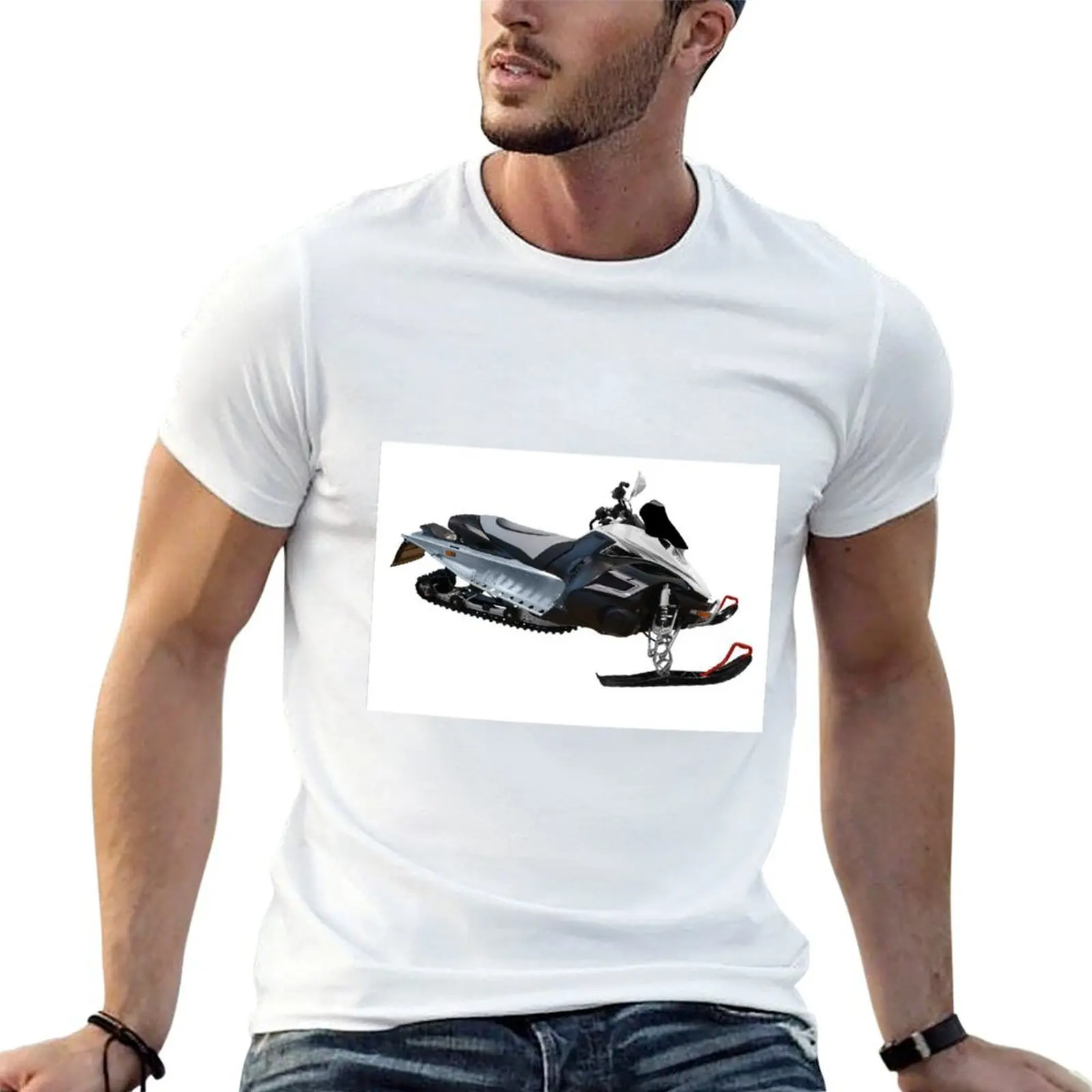 Ski-doo snowmobile isolated on white T-Shirt anime clothes graphic t shirt vintage men clothings