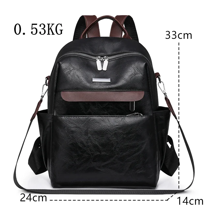 Fashion Luxury leather backpack women vintage shoulder bag high capacity travel backpack school bags girls mochila feminina