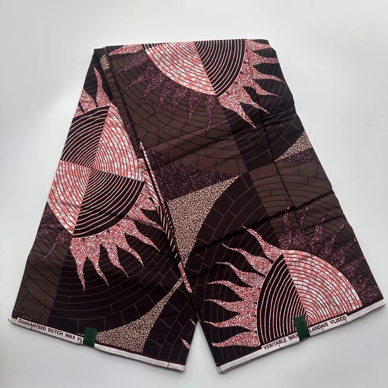 

2024 African real wax fabric Nigeria batik Ankara Wax Prints Fabric 100% cotton high quality for making dresses 6 yards